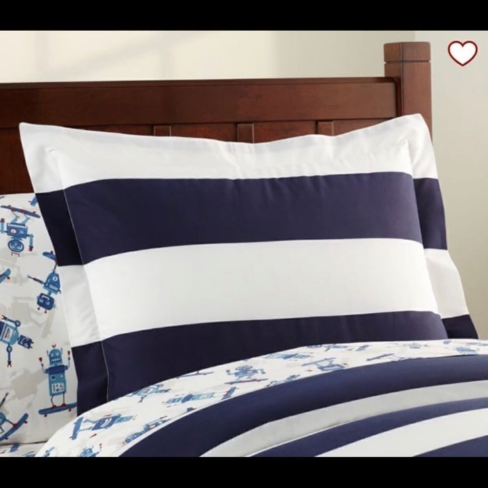Pottery Barn‎ Teen bold rugby stripe sham with/LUKE Embroidery